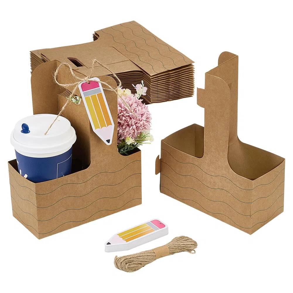 PH PandaHall 36 unidades de regalos para aprecio profesor, portavasos, 2 tazas desechables, portavasos con asa, taza de café para soporte de café