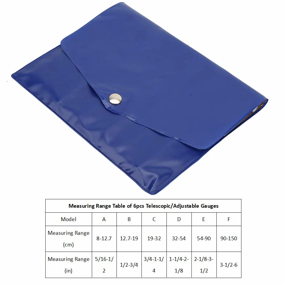 Fyearfly Juego de calibradores telescópicos, 6 piezas/juego Calibrador telescópico 8-150 mm Calibrador diámetro interior ajustable Micrómetro Herramientas medición Calibrador telescópico alta precisió