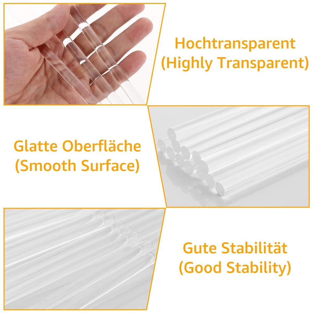 36 varillas de plástico transparentes, 8 mm x 30 cm, varillas acrílicas redondas, reutilizables, varillas redondas de plástico acrílico para manualidades, material de modelo arquitectónico