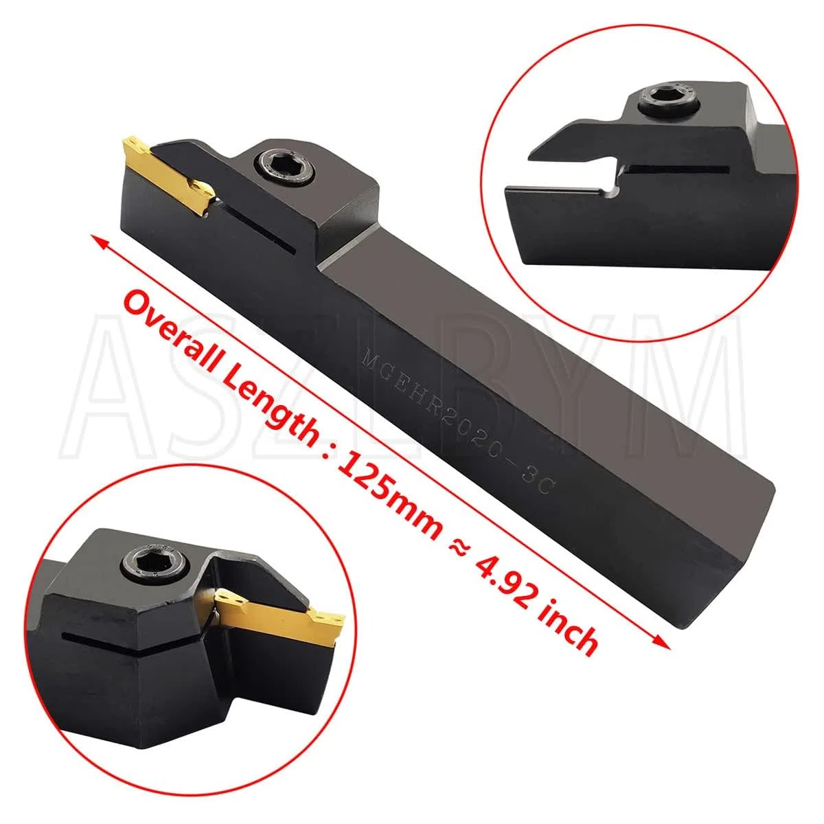 Soporte para herramientas de corte con ranura giratoria MGEHR2020-3 con 11 insertos de metal duro MGMN300-M