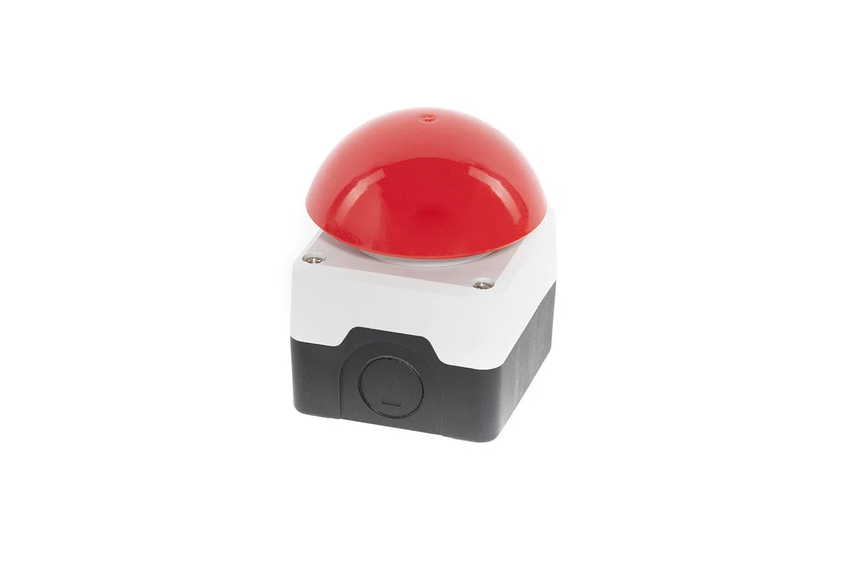 Teclas de pie y de mano, color rojo, pulsador de seta, IP65, 1S1Ö, NO y NC, zumbador