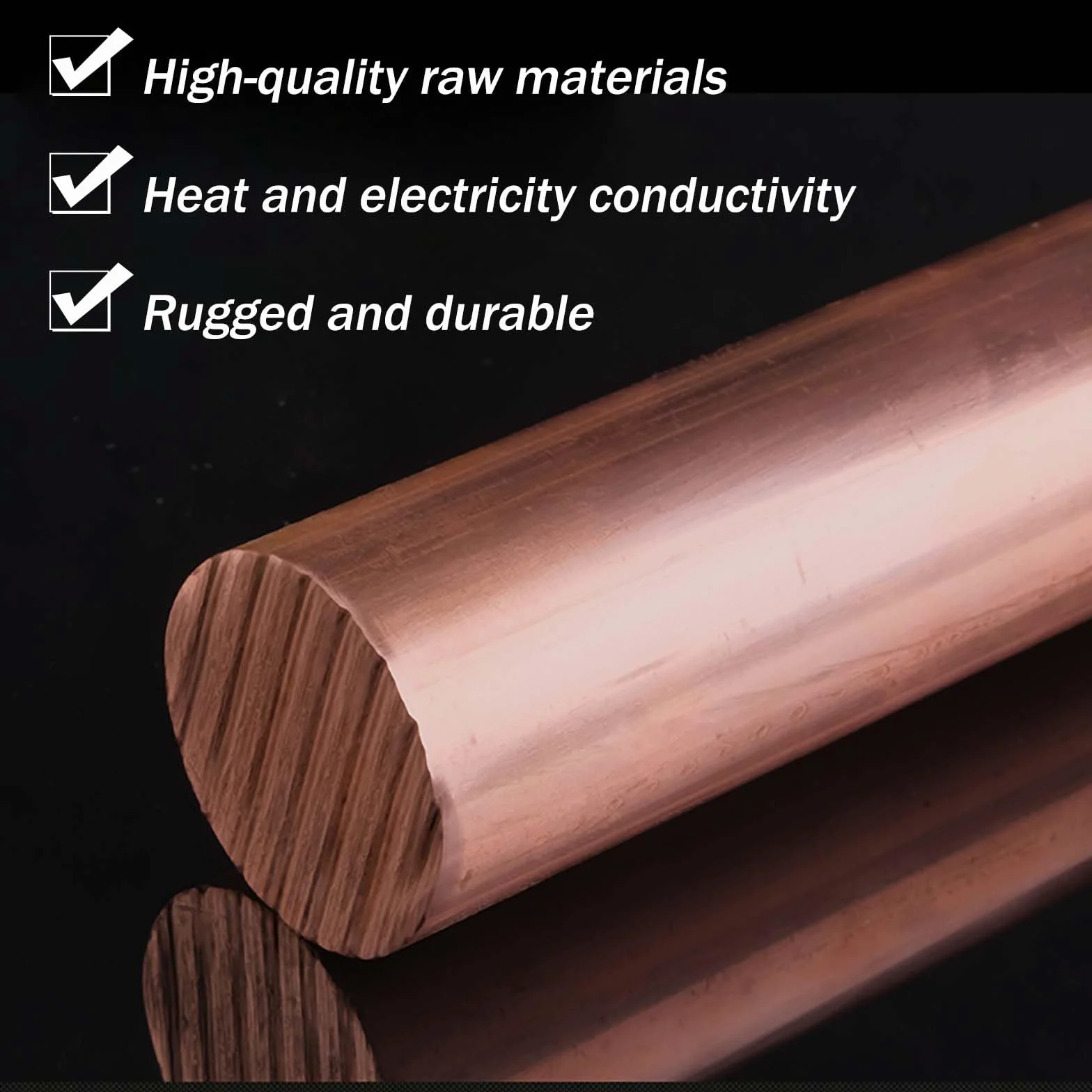 Barra Redonda de Cobre Macizo 100mm Cobre T2 Puro 99,9%, para Bricolaje, Electricidad, Manualidades y Trabajos en Metal,25mm