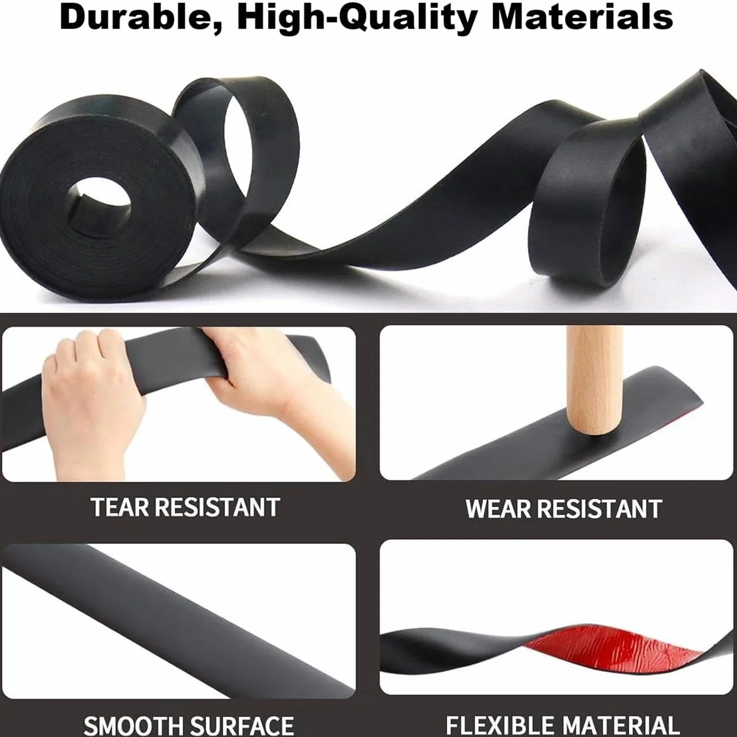 Tiras de goma autoadhesivas – Alfombrilla de goma de neopreno, perfil de goma maciza, para juntas, protección de suelos, protección contra vibraciones, cubierta, amortiguador, bricolaje (40 mm (ancho)