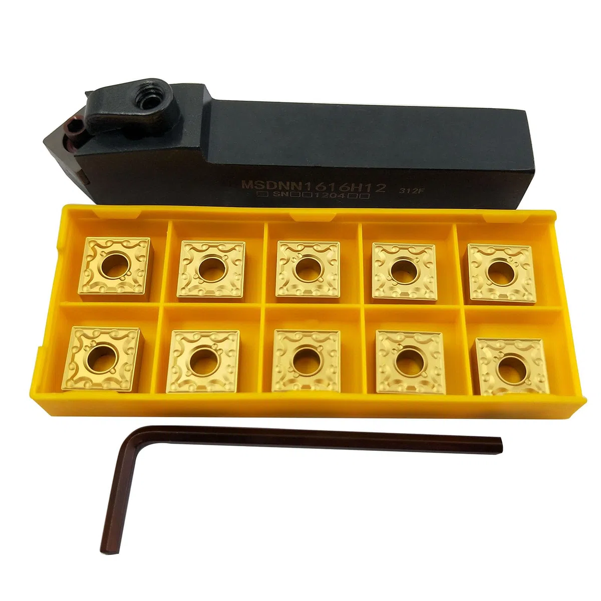 5/8" Barra de mandrinado para herramientas de torneado MSDNN1616H12 Portaherramientas de torneado externo de torno y 10 piezas SNMG120404-MA/ SNMG432 de inserto de carburo