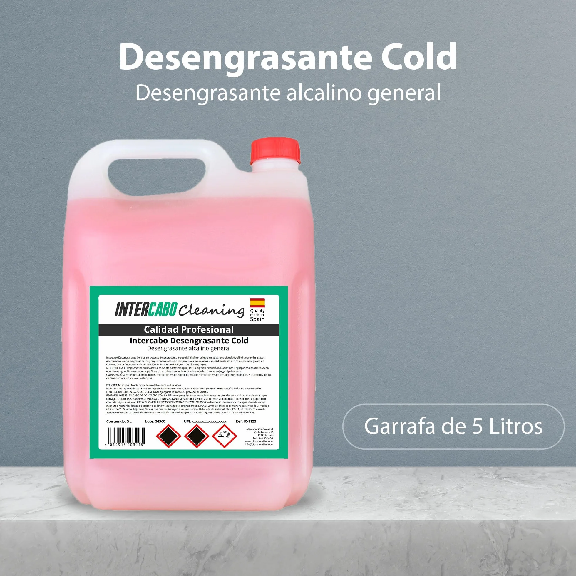 Quitagrasas Desengrasante Frío 5L • Potente Desengrasante Alcalino para Cocinas • Elimina Grasa Incrustada al Instante • Ideal para Campanas, Filtros, Hornos y Superficies Industriales