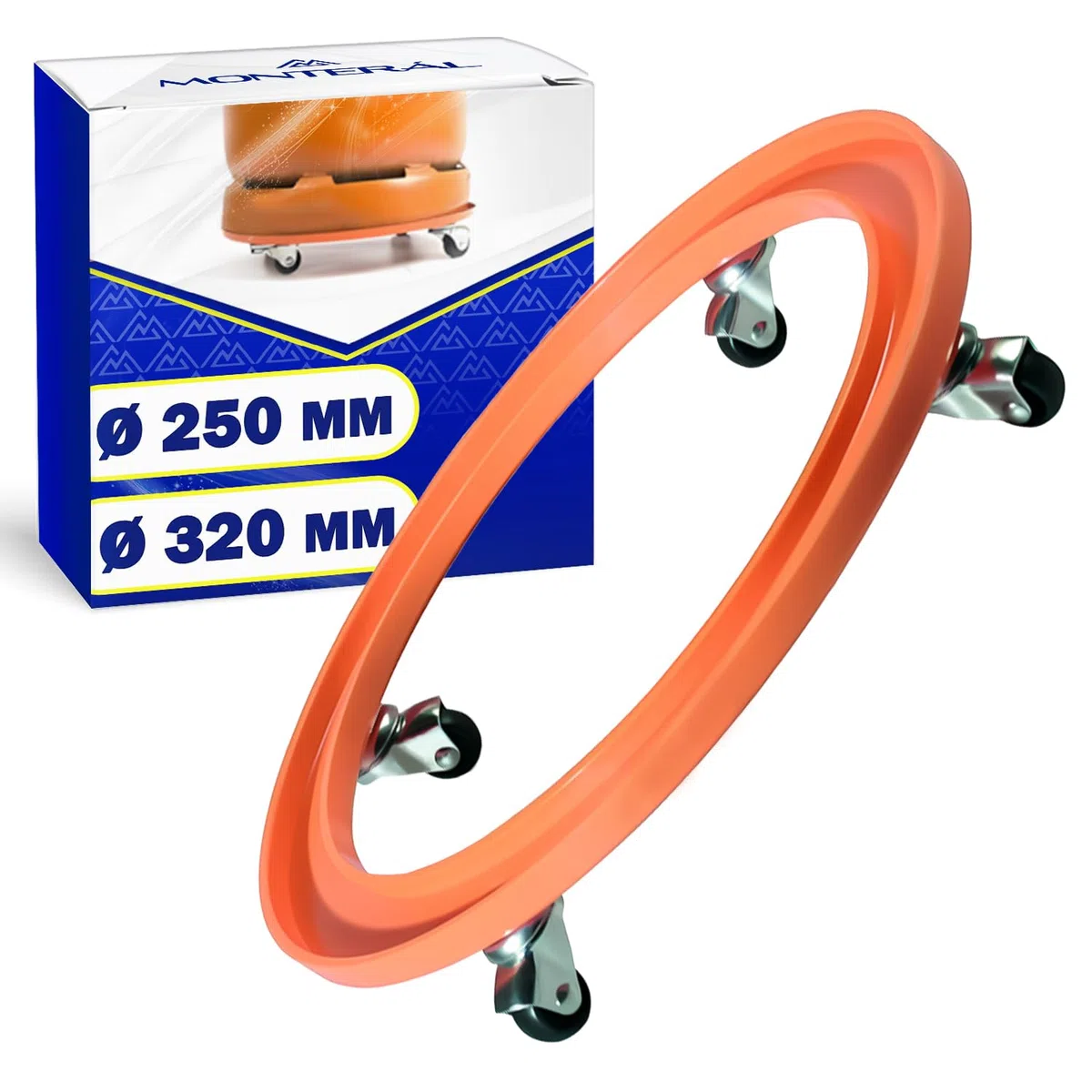 Soporte Bombona Butano Gas Ø 320-250 mm con 4 Ruedas Giratorias Metálicas - MONTERAL