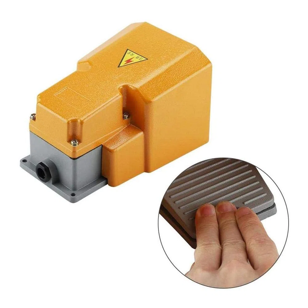 Interruptor de Pedal de Pie Industrial, 250 V, 10 A, Aleación de Aluminio, Pedal Interruptor Pie de Encendido/Apagado Interruptor de Pedal Momentáneo con Guardia