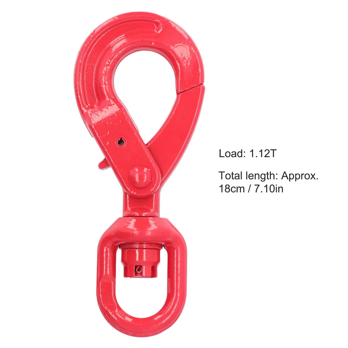 Gancho De Grúa Acero Forjado Autoblocante con Seguridad, Ganchos Giratorios con Tratamiento Anticorrosivo para Industria Automotriz Y construcción Naval (1.12T 18Cm)