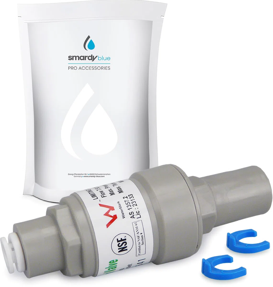 smardy Regulador de presión para sistema ósmosis inversa con conexión de agua fija, reductor-presión 2,75bar para manguera 1/4", limitador-presión para frigoríficos side by side dispensador de agua