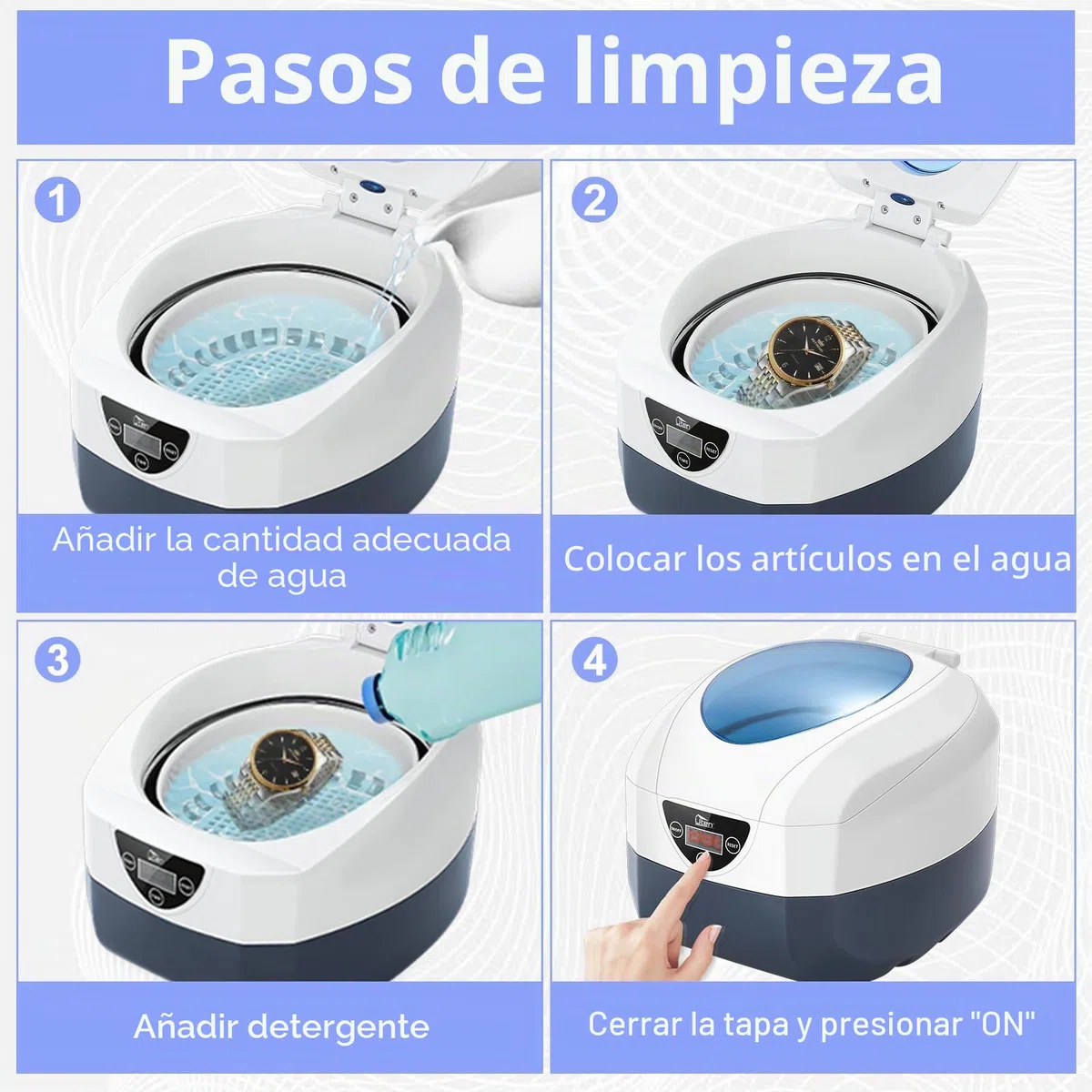 Limpiador por Ultrasonidos,Uten Limpiador Ultrasónico Multifuncional de 750ml,Con Cesta de Limpieza,Profesional Limpiador para Joyas, Gafas,Reloj, CD, Dentaduras y Piezas Metálicos