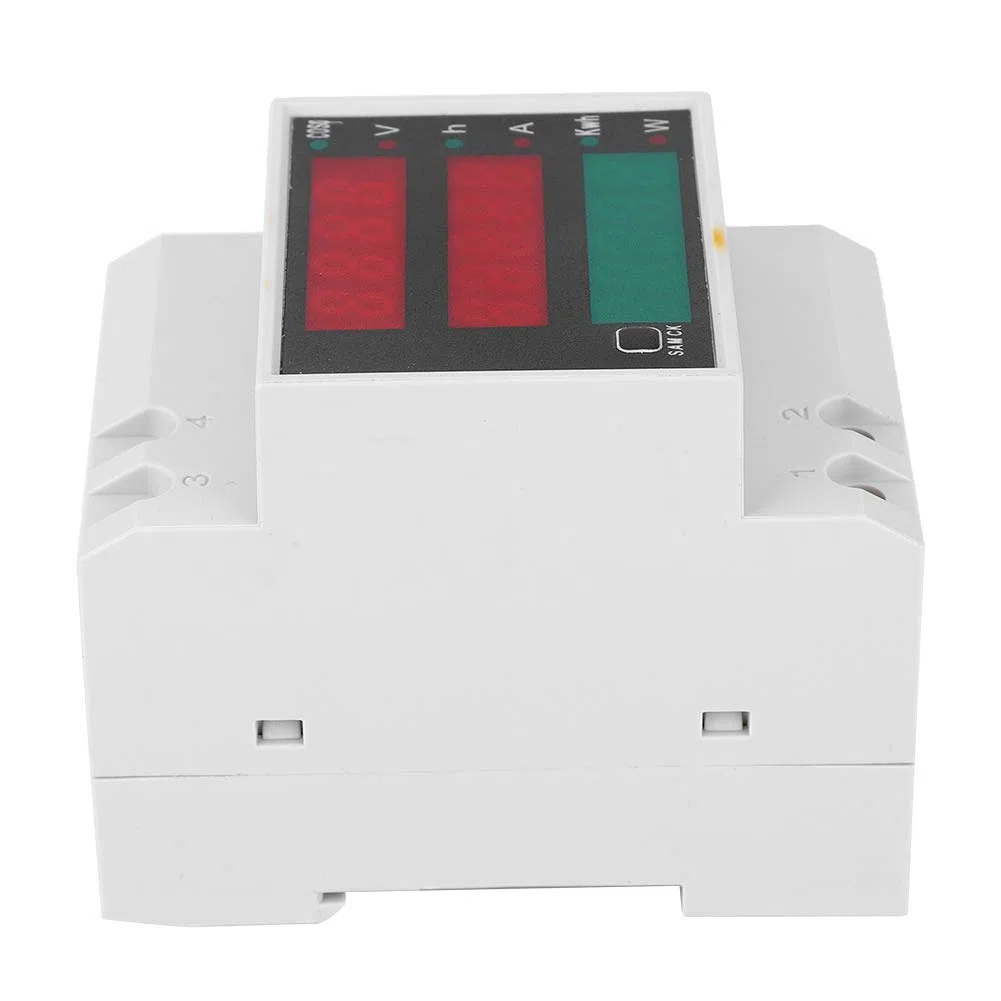 Medidor de Energía Digital D52-2047, Medidor de Potencia de Carril DIN Multifunción, Medidor de Factor de Potencia de Voltaje Actual, Medidor KWH con Pantalla LED AC200~450V