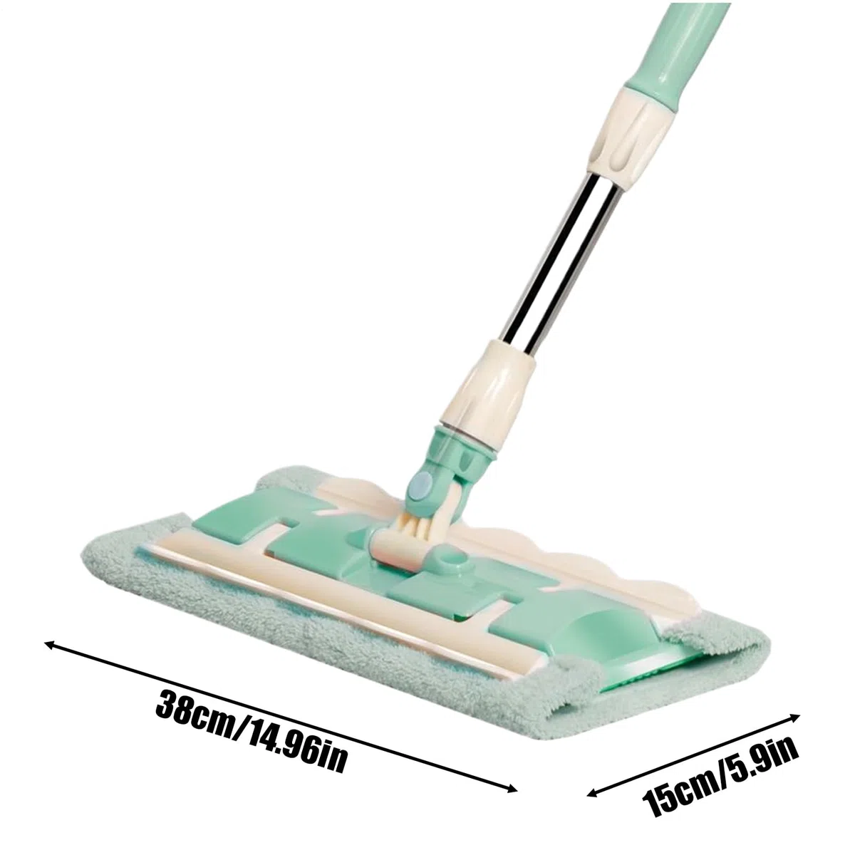 Serpilla para Suelo de parquet con 4 Cabezas Lavables, Incluye raspador de Polvo y Mango Ajustable Giratorio de 360 Grados para Limpieza