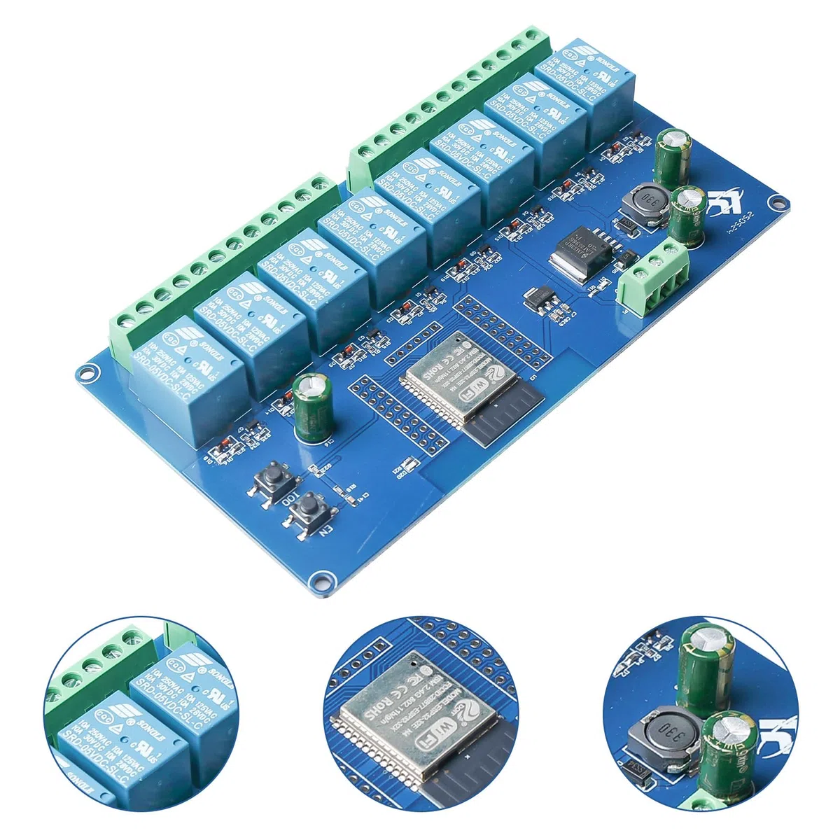 Módulo de relé ESP de 8 canales: WiFi Bluetooth BLE módulo ESP-32 Relé placa de desarrollo DC 5 – 30 V relé para placa de desarrollo secundaria ESP (LC-Relay-ESP-8R-D5