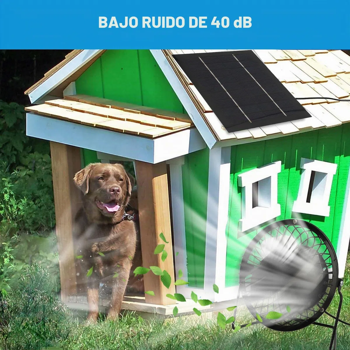 Ventilador Solar para Exteriores, 5 W, con Energía Solar, USB, Extractor de Aire, Ventilador Exterior, Panel Solar Ajustable de 360 ​​grados, Ventilador para Invernadero,