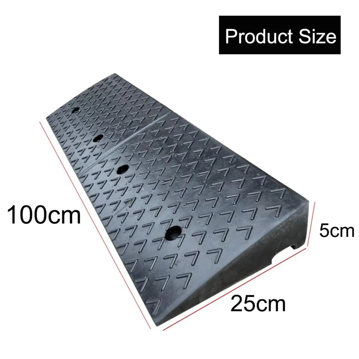 Nisorpa Rampa de umbral de goma de 100 x 25 x 5 cm, rampas de bordillo para coches, rampa de acera de 5 cm de altura, rampas de movilidad para scooter, silla de ruedas, rampas para puerta de acera,