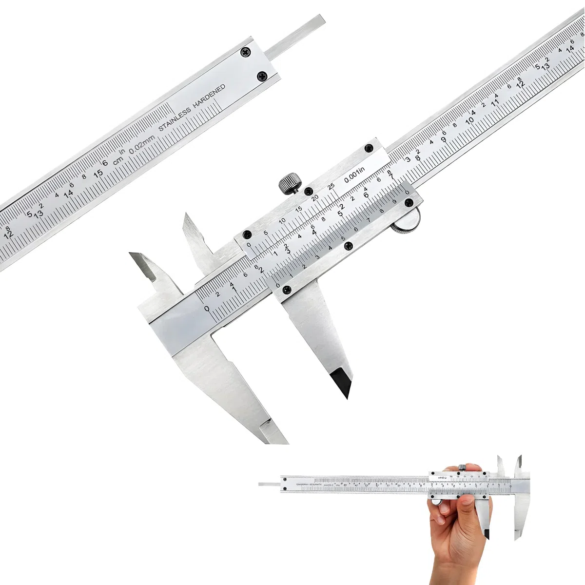 Pie de Rey 0-150 mm,0-6" en Acero Inoxidable, Calibre Analogico de Precisión para diferentes Usus Profesional y Domestico. (1)