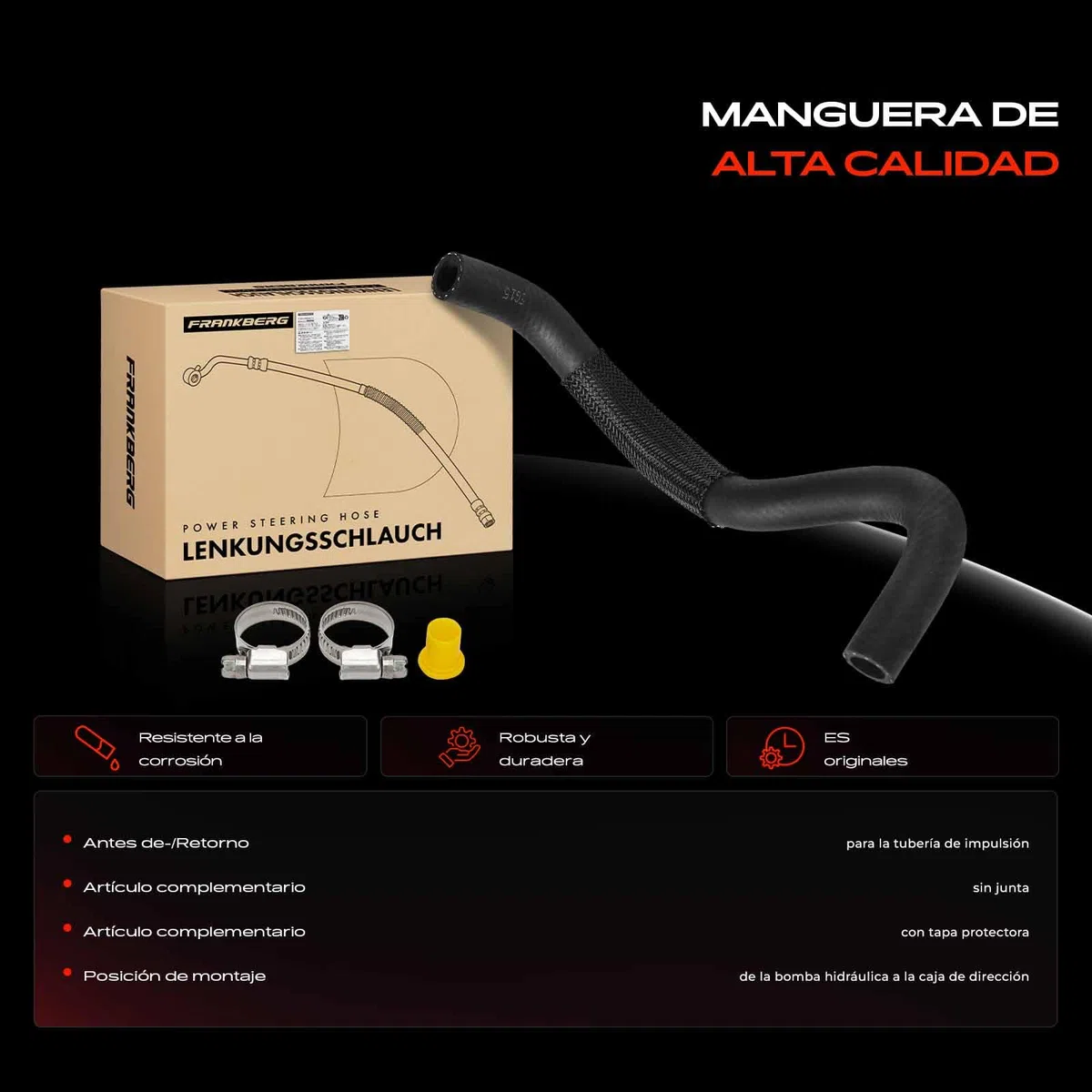 Frankberg Manguera de dirección asistida Compatible con Serie 3 Compact E46 316 Ti 318 Ti Serie 3 E46 316i 318i Serie 3 Touring E46 316i 318i Serie 3 Cabrio E46 318 Ci Serie 3 Coupé E46 32416850286