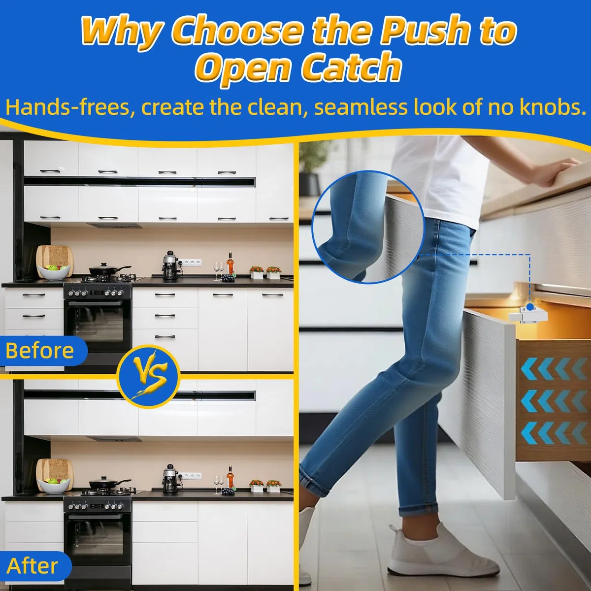 Push to Open Door Opener Push to Open Magnet Jiayi 6 pieces Heavy Duty Cabinet Door Opener Tip On for Doors Fitting Furniture Drawers Push Opener Cabinet Door Opener Magnetic Latch