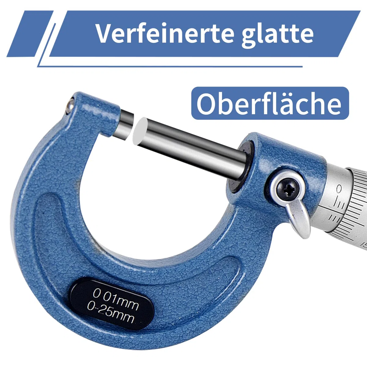 Micrómetro de 0,01 mm de resolución, rango de medición 0-25 mm, tornillo de medición de alta precisión, micrómetro métrico exterior pinza de freno con ajuste de cero llave