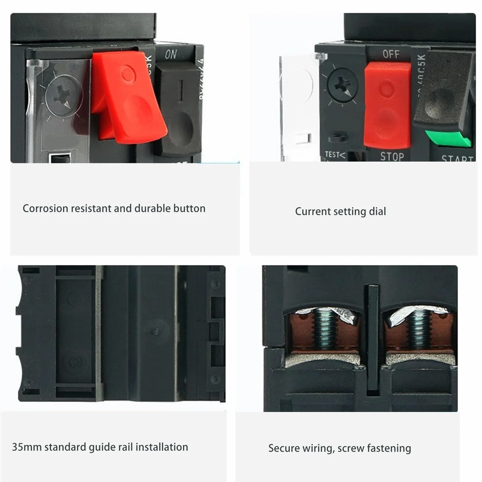 Disyuntor de Motor Magnético Térmico con Control de Botón Montaje en Rail de 35mm para Protección contra Sobrecargas Cortocircuitos en Aplicaciones Industriales y de Motor AC690V (GV2-ME14 6-10A)