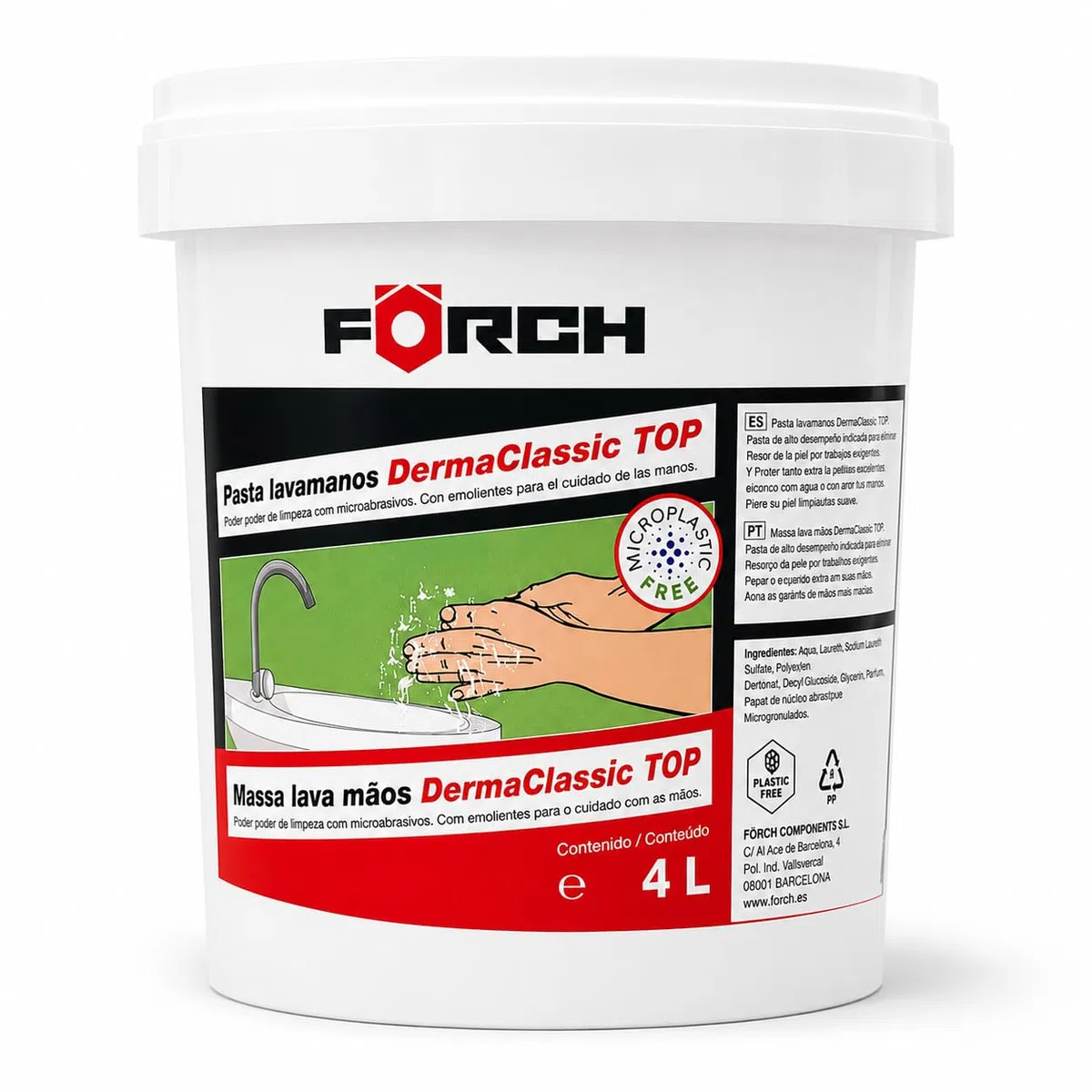 FÖRCH Pasta Lavamanos, Limpiador Desengrasante de Manos con Abrasivos Naturales y Aroma Lavanda, 4 L
