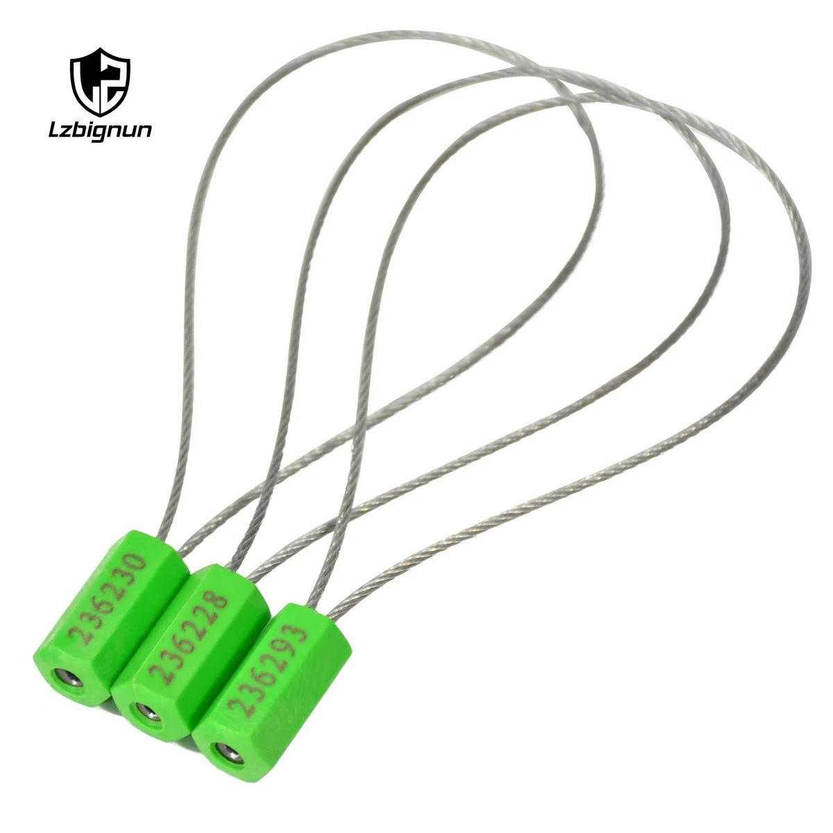100 sellos de cable de seguridad numerados a prueba de manipulaciones, etiquetas de sellado de alambre de metal, sellos de alambre de metal autobloqueantes (verde)