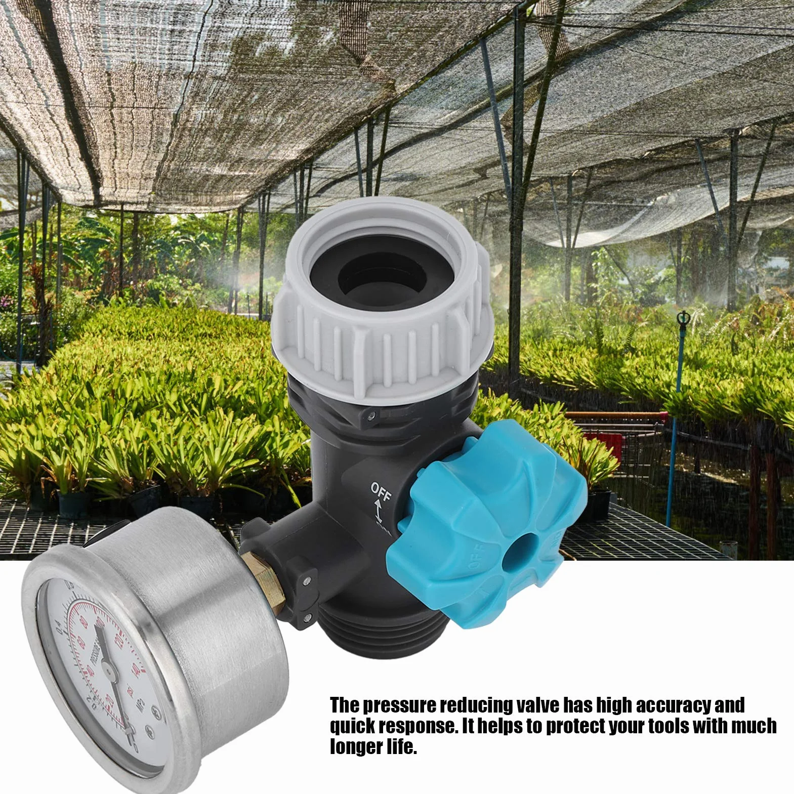 Reductor de Presión Agua Manómetro de Agua Reductor de Presión Válvula de Presión de Agua, G3/4 Pulgada Válvula de Control de Presión de Agua Ajustable con Manómetro,