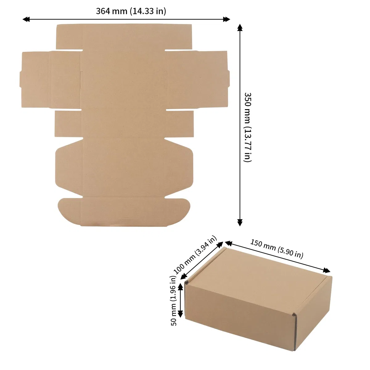 JAPCHET 20 cajas de envío de cartón, 15 x 10 x 5 cm, cajas de cartón corrugado marrón para embalaje