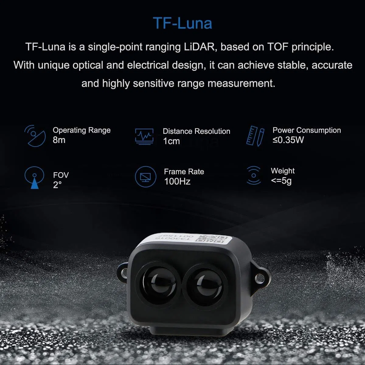 Benewake TF-Luna Lidar - Módulo de sensor de rango de un solo punto compatible con Pixhawk y Raspberry Pi con UART / I2C