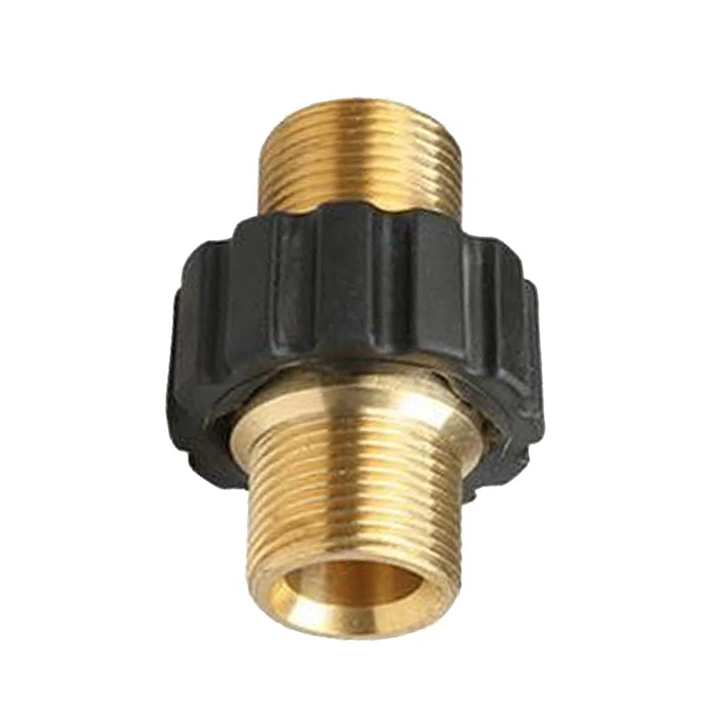 XIE Conector de Lavadora de Alta presión de latón, Rosca Externa métrica M22 de 15 mm a Orificio Interno M22 de 14 mm, Longitud de 2,1 Pulgadas, Manguera Universal de Lavadora de Alta presión