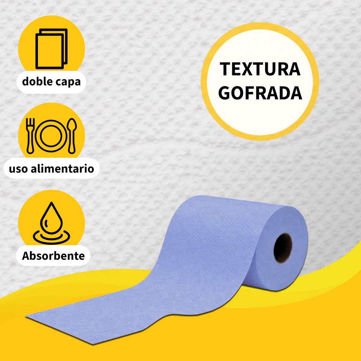 Rollo Papel Secamanos Azul 100 metros/rollo (Pack de 6 unidades) Uso Profesional | Rollo Papel Industrial, Papel Mecha, Bobina Papel Industrial