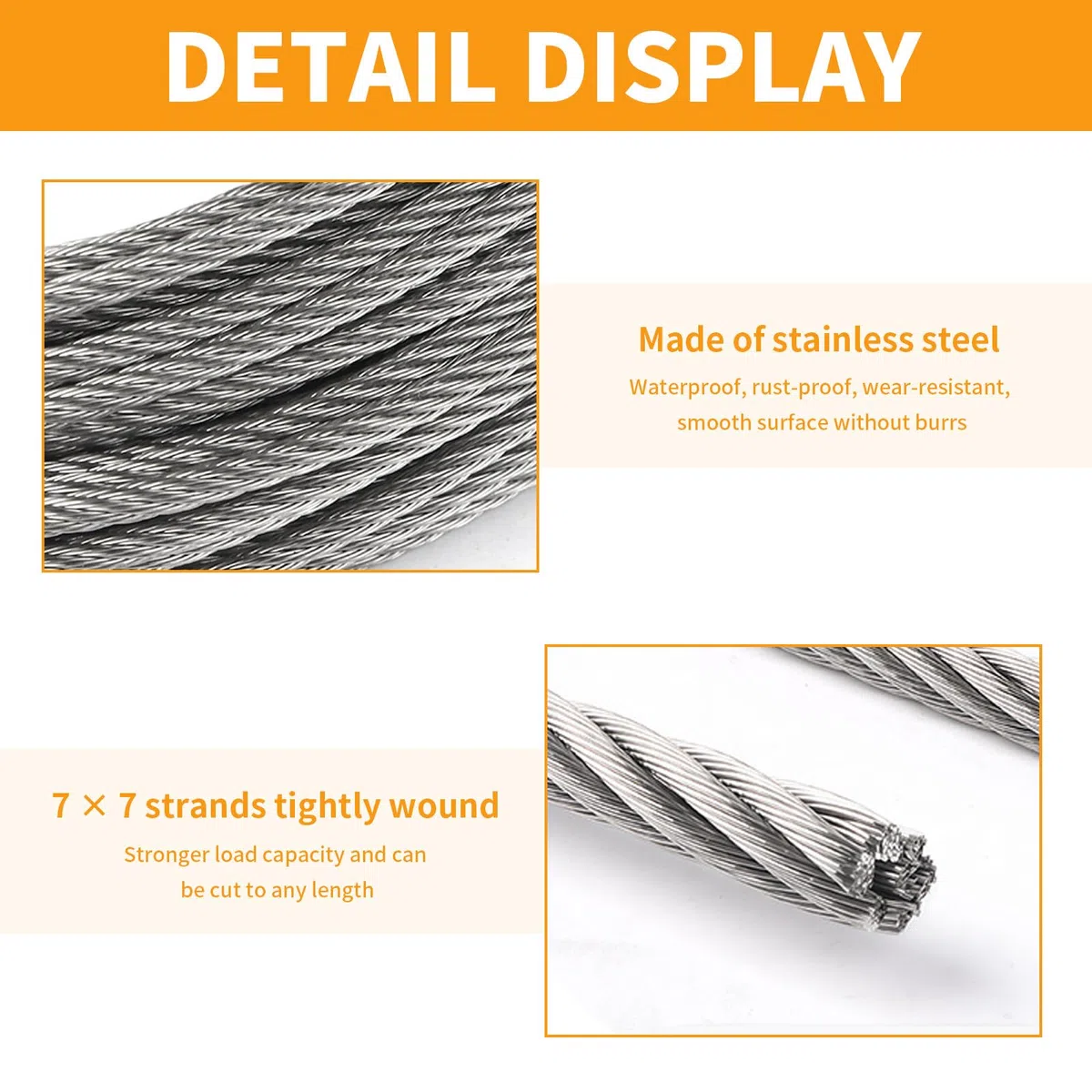 Cable de Acero Inoxidable,Cuerda de Acero 100m,1.5 mm Cable Aceros Inoxidable Cuerda Alambre,Núcleo de 7 x 7 Hebras,para Plantas Trepadoras,Valla,Cuadro,Asegurando la Sombra