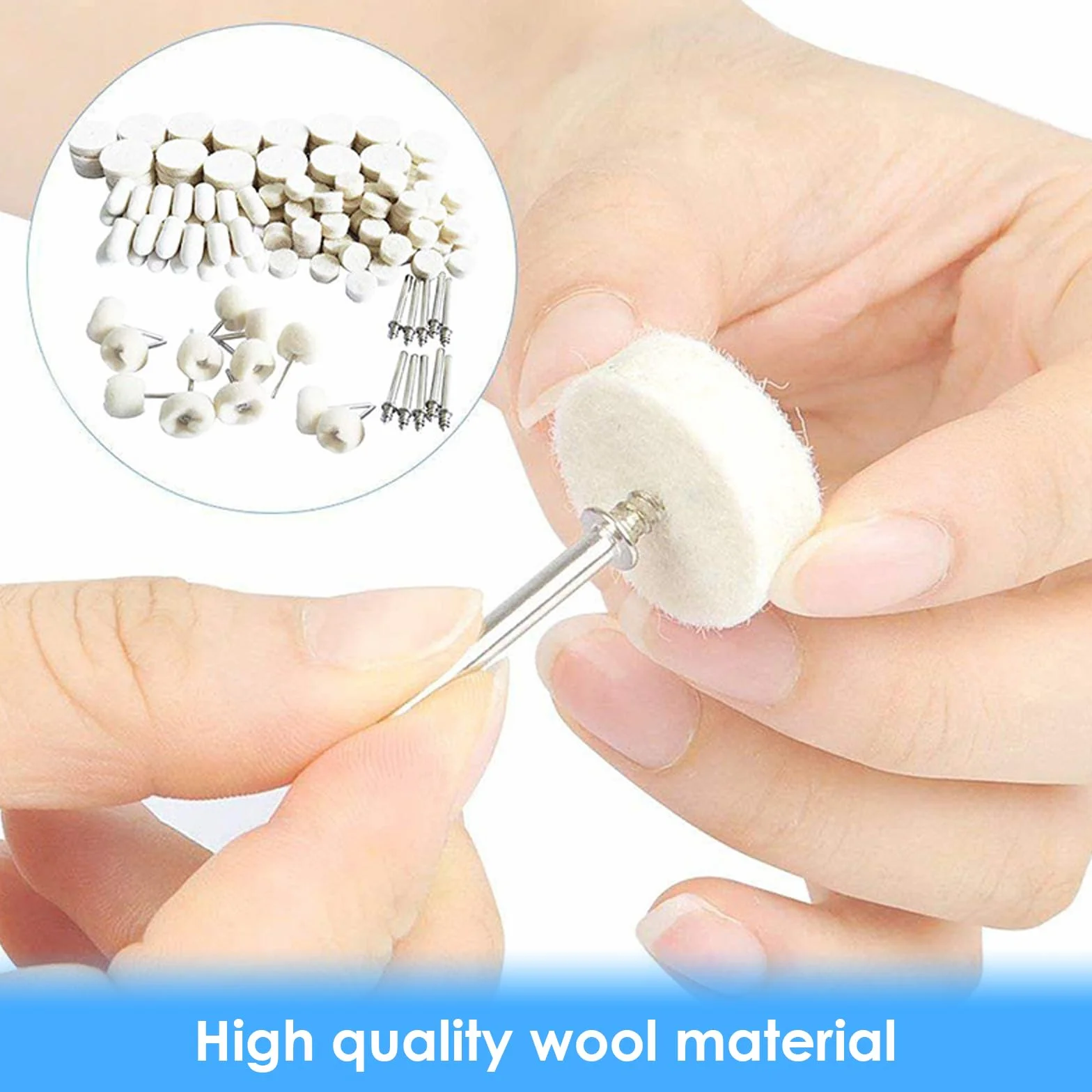 140 Discos de Pulido de Fieltro de Lana para Dremel, Ruedas Pulidoras Montadas en Vástago de 3mm, Accesorios para Pulir Metal, Cristal, Joyería, Herramientas Rotativas Multifunción