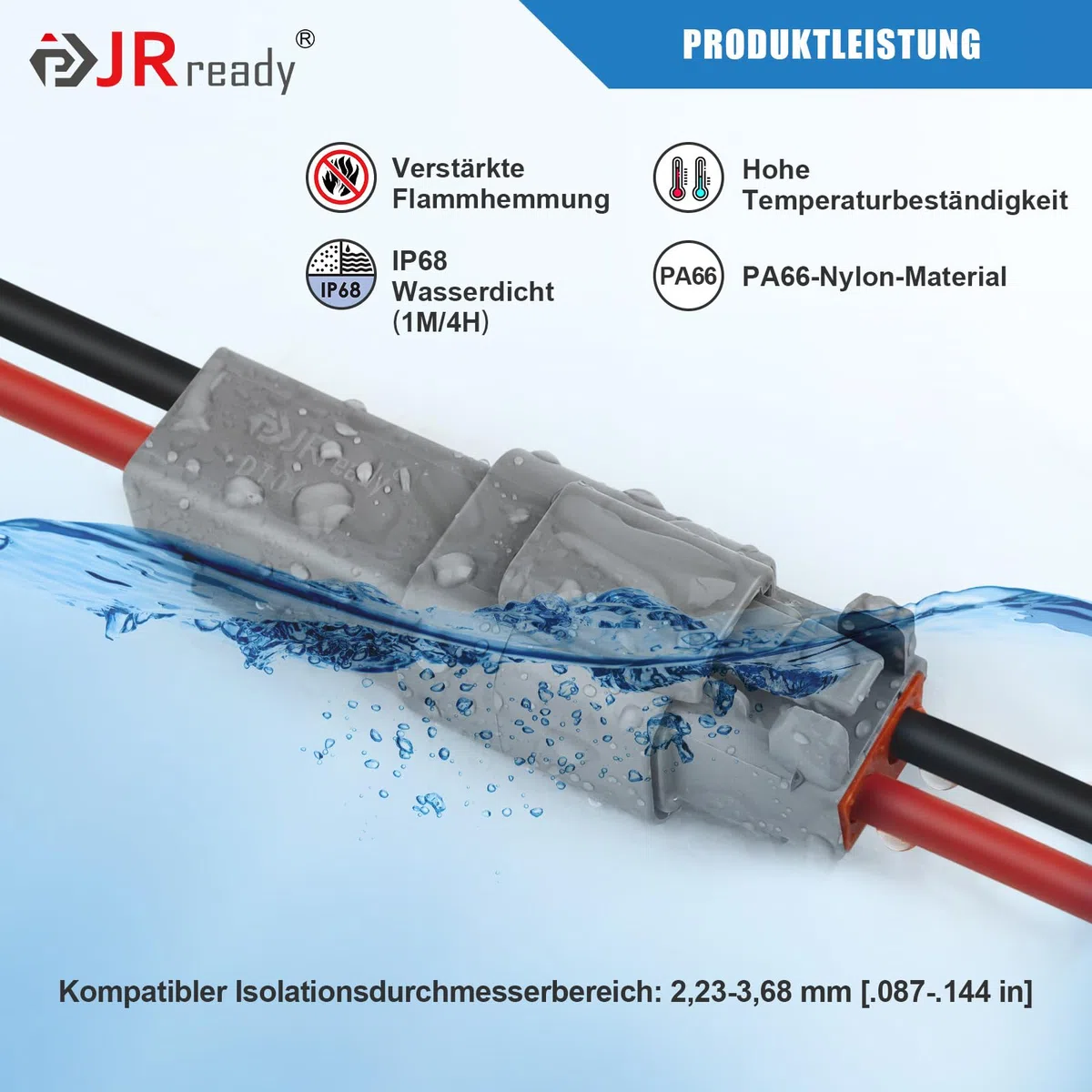 JRready Conector Deutsch 3 Pines 6 Sets Gris IP68 Impermeable DT Conector con Tamaño 16 Terminal Deutsch Calibre de Cable 16-20 AWG para Moto Scooter Coche Camión Barcos