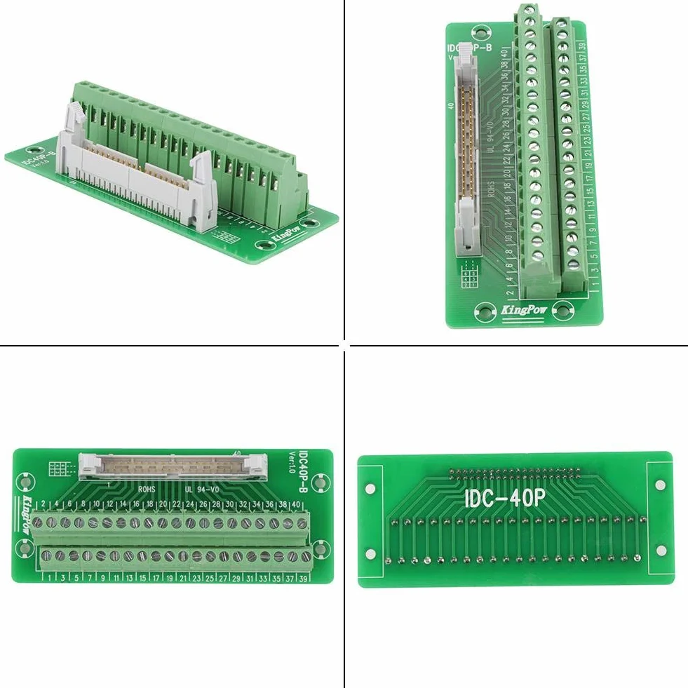 IDC40P Conector de bloque de terminales de placa de conexión de 40 pines macho Conector Interfaz PLC con soporte Adecuado para PLC,Servo y montaje en riel DIN.