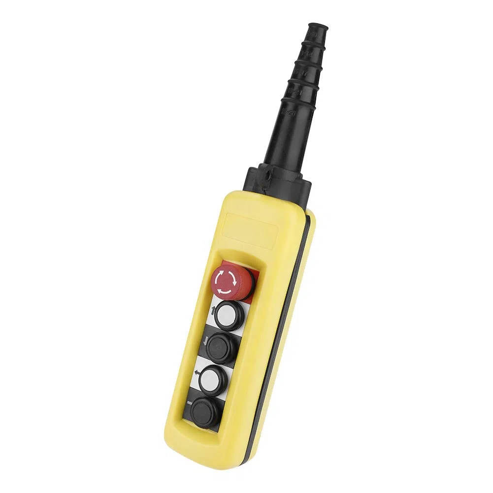 Control de polipasto de grúa, control de interruptor de polipasto, interruptor de botón pulsador de polipasto de cadena de grúa Controlador colgante de elevación 4 botones para estación