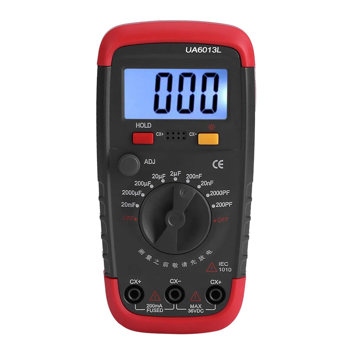 Yctze Probador de Medidor de Condensador Digital UYIGAO Compacto Pantalla LCD 6013L - Medición de 9 Rangos para Condensadores, Portátil con Retención de Datos