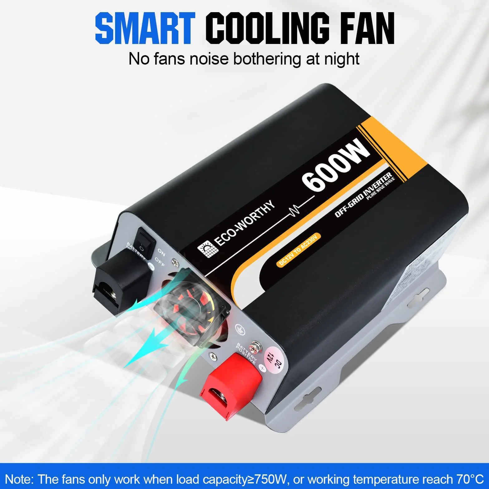ECO-WORTHY - Inversor Solar de 600 W, Onda para Coches, autocaravanas, caravanas, Camping y Sistema Solar