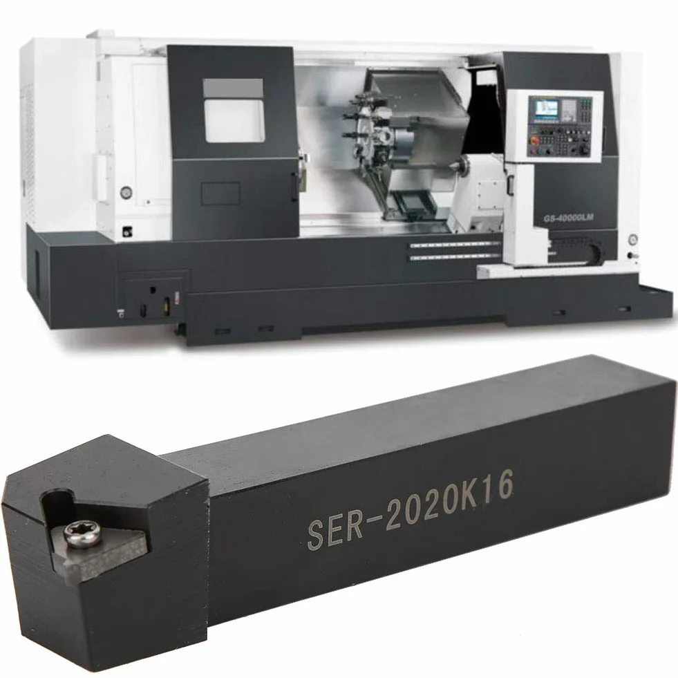 Conjunto Herramientas Torneado CNC SER2020K16, 10 Insertos 16ER AG60, Portaherramientas Mango 20x20mm, Barra Mandrinar 125mm, Llave T15 para Fresado y Corte Preciso