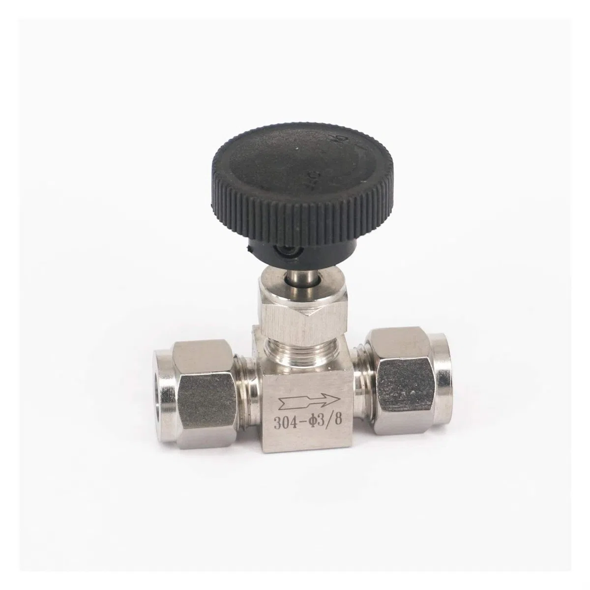 Needle Valve 3/8 Inch OD Tube 304 Stainless Steel Shut Off Flow Control Needle Valve Compression Fitting 6.4 Mpa