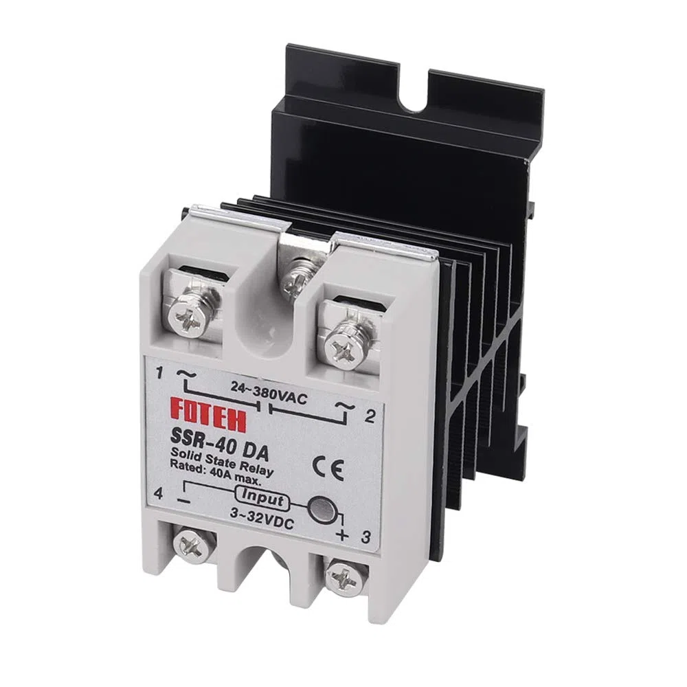 Yofuly - Relé de estado sólido + disipador de calor SSR-40 DA 40A DC 3-32V a AC 24-380V SSR, paquete de 3