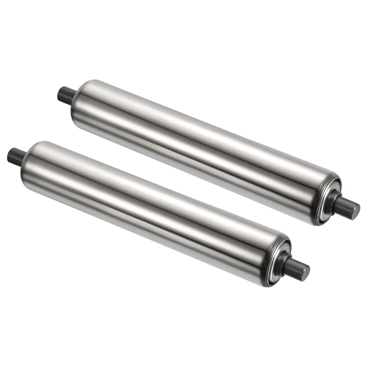 PATIKIL Transportador Rodillo 1.5" Diámetro 8" Longitud, 2 Paquete Inoxidable Acero Gravedad Transmisión Reemplazo Pieza Galvanizado Extremo, Plata