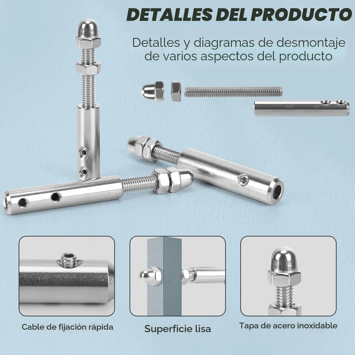 Terminal de cable de alambre de 4 mm, tensor de cuerda de alambre de acero inoxidable para fijación