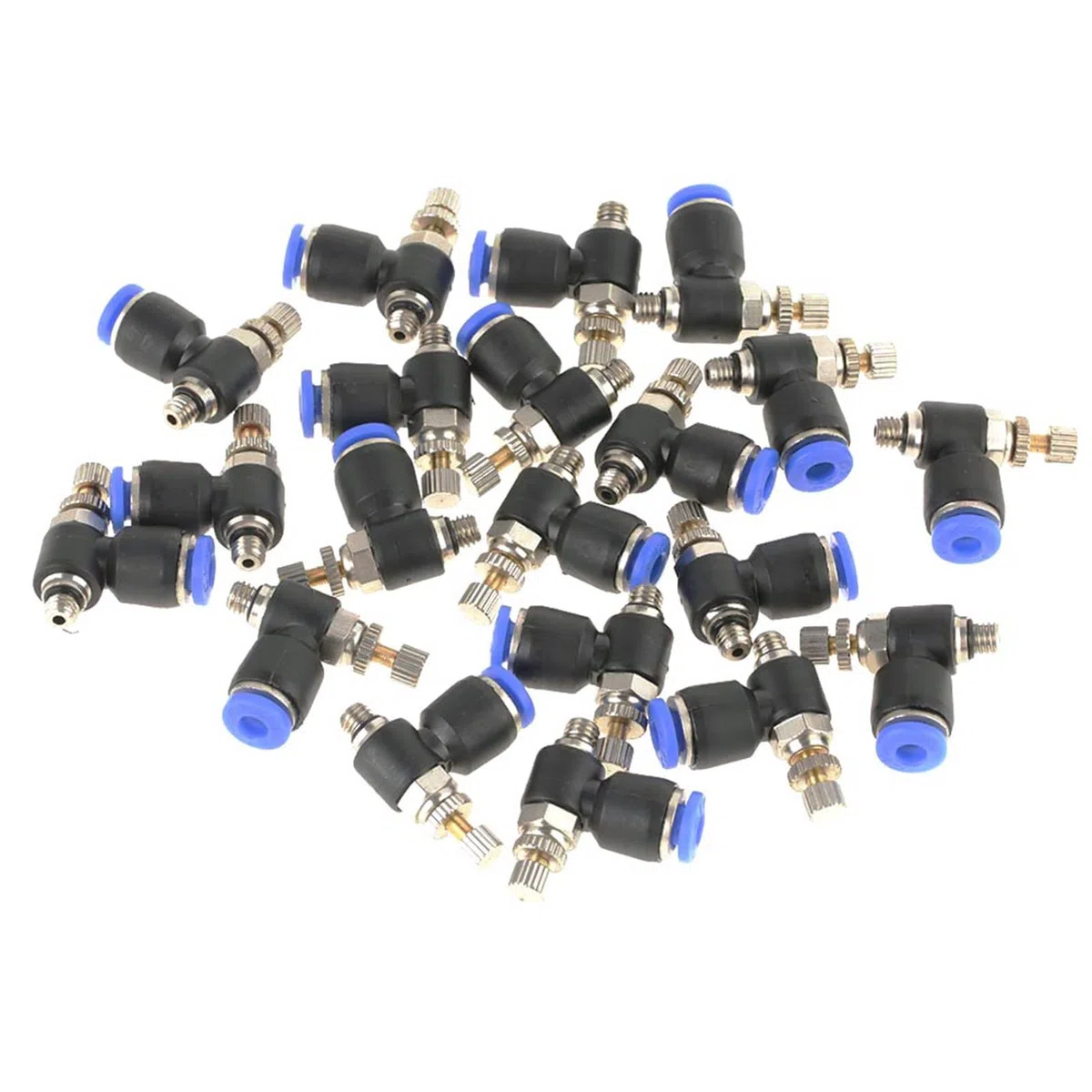 20 Piezas OD 4 Mm Tubo M5 Vlvula Neumtica de Control de Velocidad de Flujo de Aire Conector Rpido Plstico de Latn regulador caudal aire m5 Fcil Instalacin, Outils multifonctions