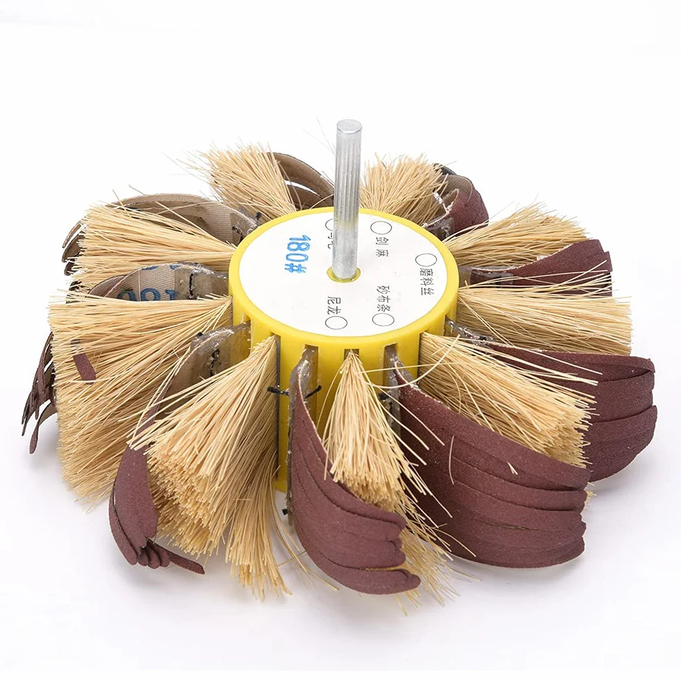 Garosa Cepillo de Cerdas Disco Cepillo Abrasivo Rueda de Pulido Cepillo de Taladro Eléctrico para La Eliminación de Óxido de Rebabas(180#)