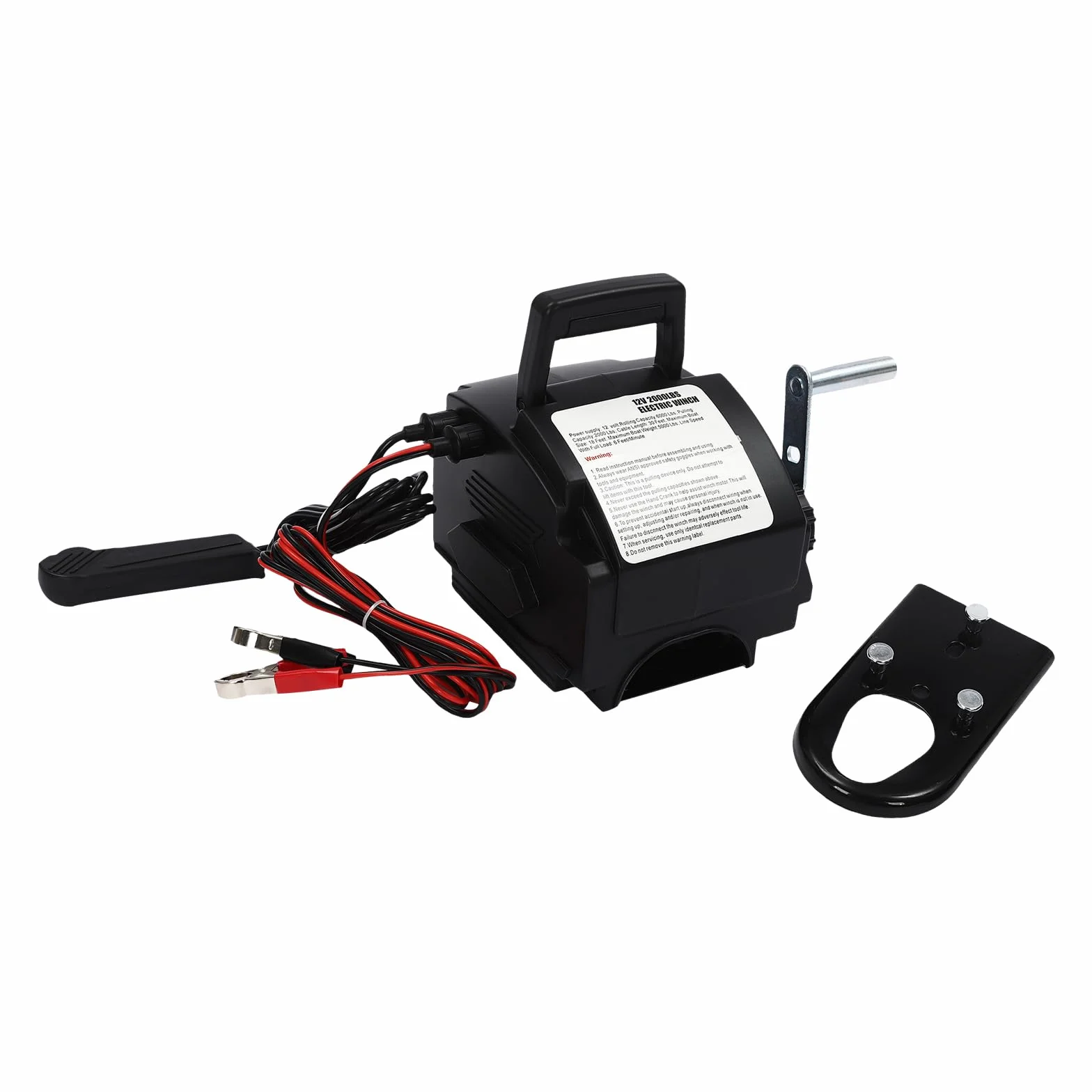 Cabrestante eléctrico de 12 V – Cabrestante de motor de cable de alto rendimiento con 300 W y 2721 kg de fuerza de tracción, caja de engranajes de acero para coches, remolques, remolques para barcos