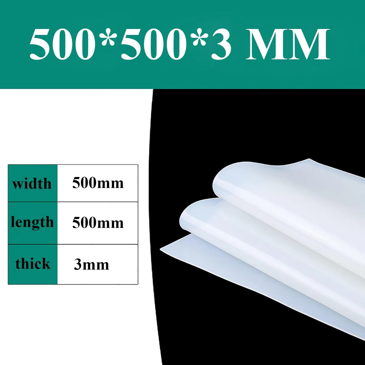 COYOUCO Lámina de caucho de silicona, 500x500x2.5/3 / 3.5 mm, grado alimenticio, material de alta temperatura para juntas Cubiertas de alimentos de bricolaje Sellado de tapas,3 * 500 * 500mm