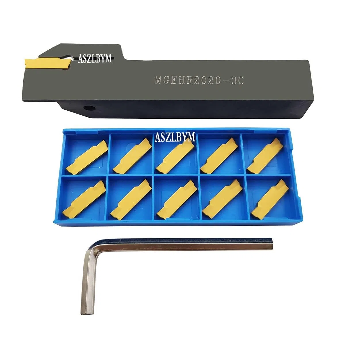 Soporte para herramientas de corte con ranura giratoria MGEHR2020-3 con 11 insertos de metal duro MGMN300-M