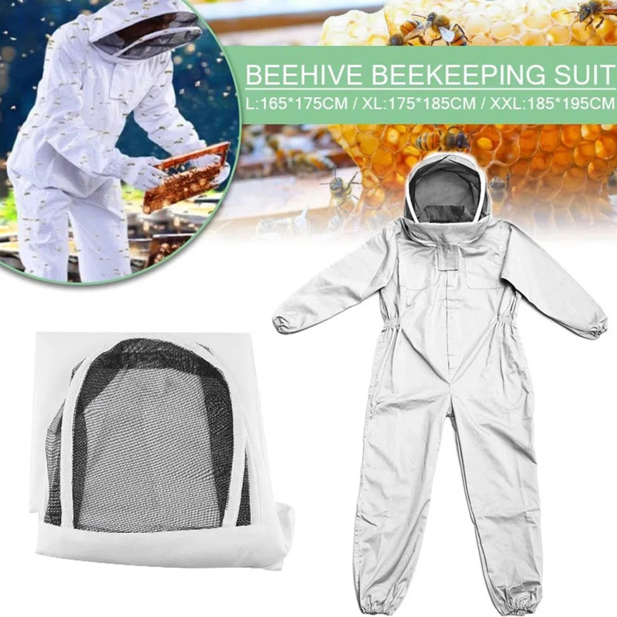 Traje de Apicultura Ventilado, Traje de Apicultor Profesional con Velo, Ropa Apicultura Protección Cuerpo Completo Transpirable, Traje de Abejas para Apicultura Anti Avispas Equipo Hombres Mujer