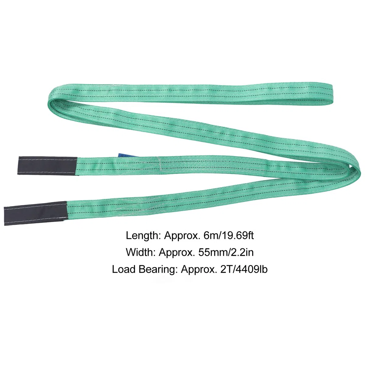 Lift Sling Strap, 2.2in 19.69ft 2T 4409LB Eslingas de Elevación de Poliéster de Alta Resistencia Heavy Duty Reinforced Loop Industrial Lifting Straps para Transporte, Energía,